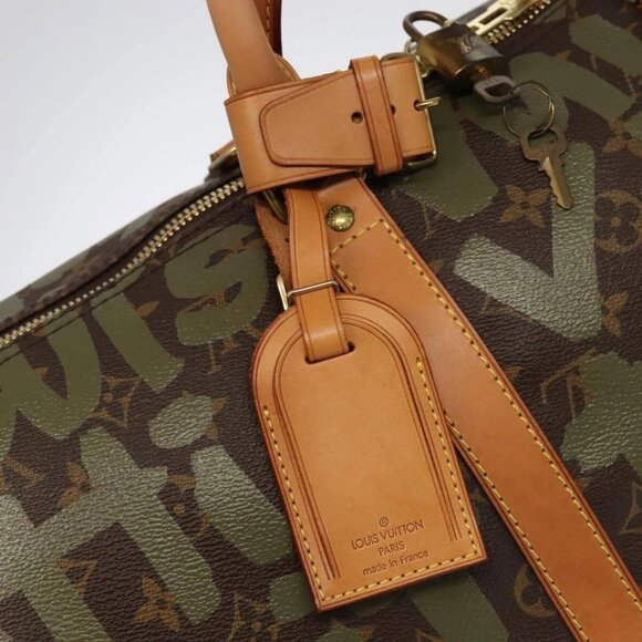LOUIS VUITTON Monogram Graffiti Keepall 50 Boston Bag Khaki M92196 Auth 90286AV - Picture 12 of 16